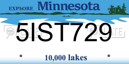 5IST729 Minnesota License Plate