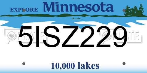 5ISZ229 Minnesota License Plate