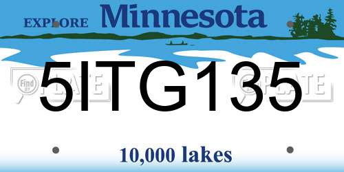 5ITG135 Minnesota License Plate