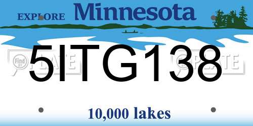 5ITG138 Minnesota License Plate