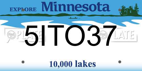 5ITO37 Minnesota License Plate