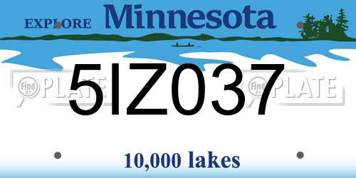 5IZ037 Minnesota License Plate