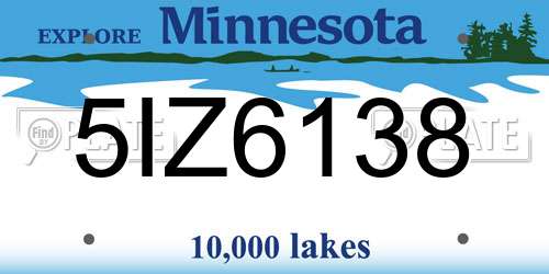 5IZ6138 Minnesota License Plate