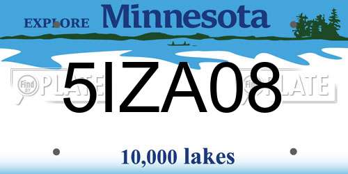 5IZA08 Minnesota License Plate