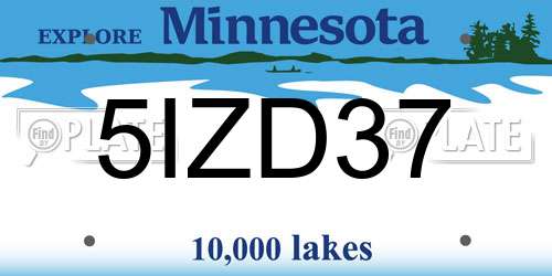 5IZD37 Minnesota License Plate