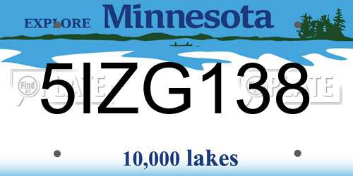 5IZG138 Minnesota License Plate