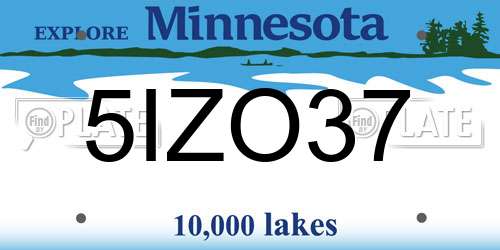 5IZO37 Minnesota License Plate