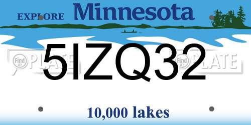 5IZQ32 Minnesota License Plate