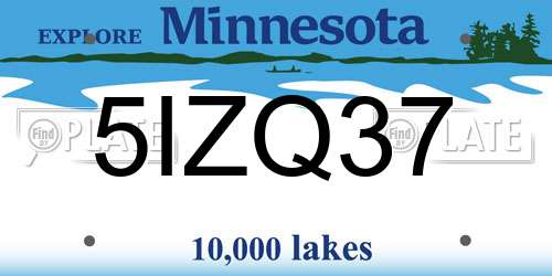 5IZQ37 Minnesota License Plate