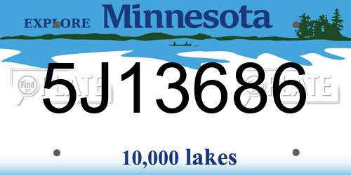 5J13686 Minnesota License Plate