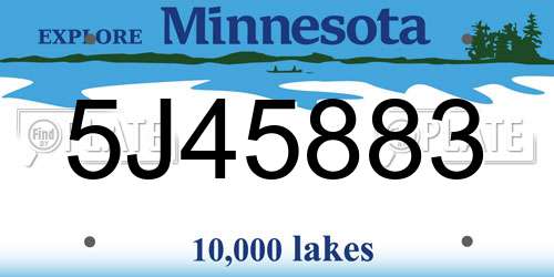 5J45883 Minnesota License Plate