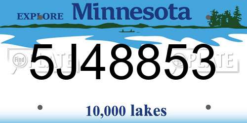 5J48853 Minnesota License Plate