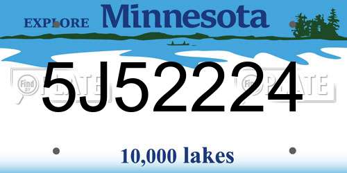 5J52224 Minnesota License Plate