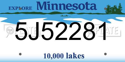 5J52281 Minnesota License Plate