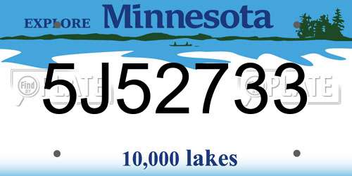 5J52733 Minnesota License Plate