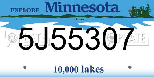 5J55307 Minnesota License Plate
