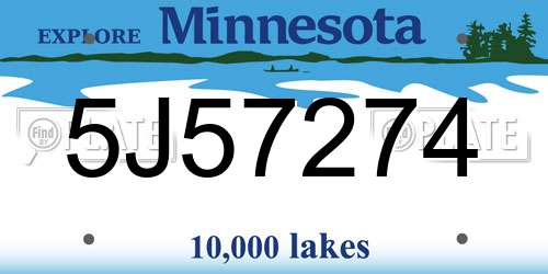 5J57274 Minnesota License Plate