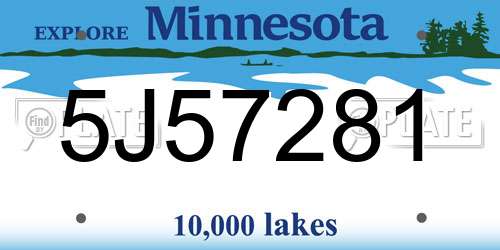 5J57281 Minnesota License Plate