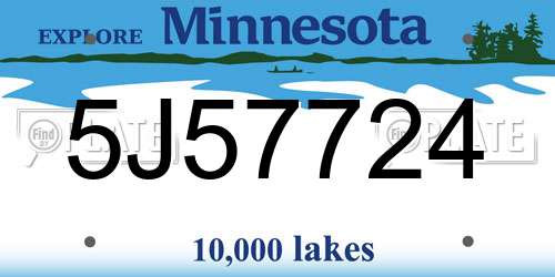 5J57724 Minnesota License Plate