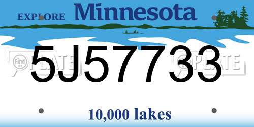 5J57733 Minnesota License Plate