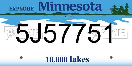 5J57751 Minnesota License Plate
