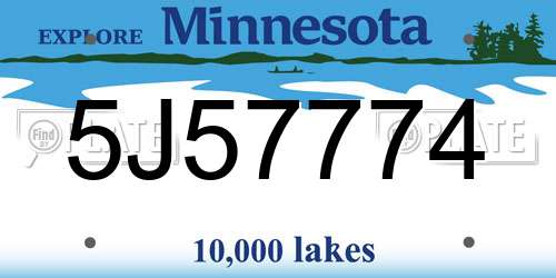5J57774 Minnesota License Plate
