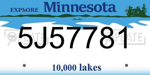 5J57781 Minnesota License Plate