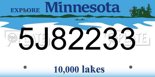 5J82233 Minnesota License Plate