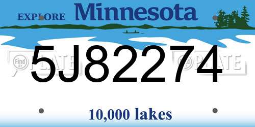 5J82274 Minnesota License Plate