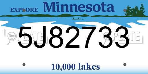 5J82733 Minnesota License Plate