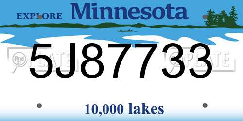 5J87733 Minnesota License Plate