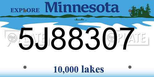 5J88307 Minnesota License Plate
