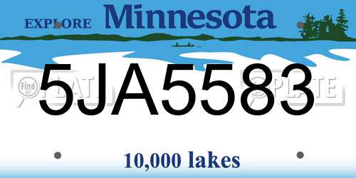 5JA5583 Minnesota License Plate