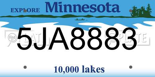 5JA8883 Minnesota License Plate