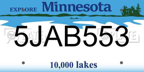 5JAB553 Minnesota License Plate