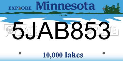 5JAB853 Minnesota License Plate
