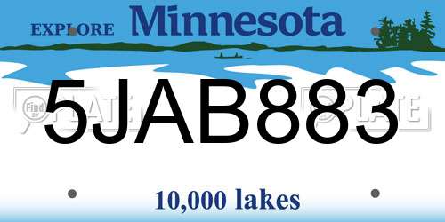 5JAB883 Minnesota License Plate