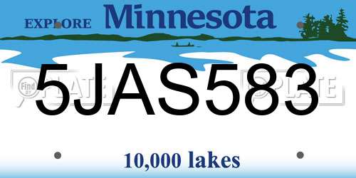 5JAS583 Minnesota License Plate