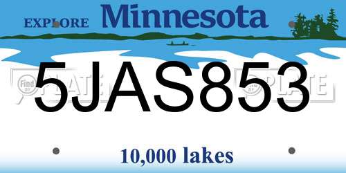 5JAS853 Minnesota License Plate