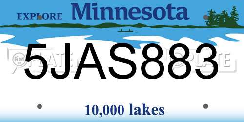 5JAS883 Minnesota License Plate