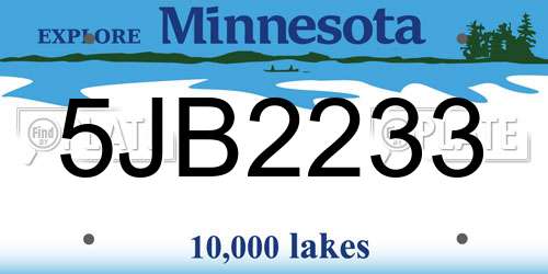 5JB2233 Minnesota License Plate