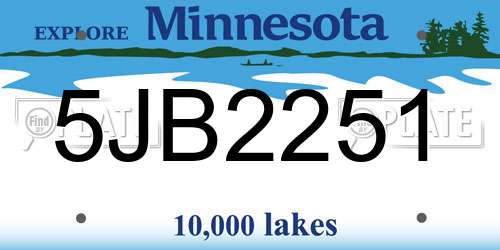 5JB2251 Minnesota License Plate