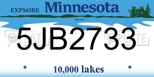 5JB2733 Minnesota License Plate
