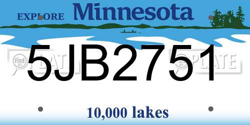 5JB2751 Minnesota License Plate
