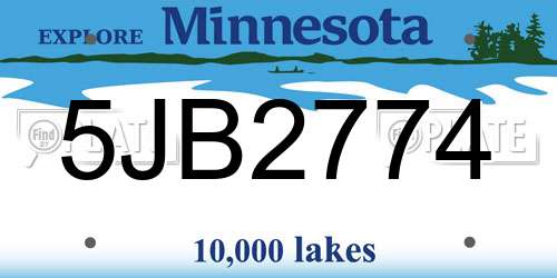 5JB2774 Minnesota License Plate