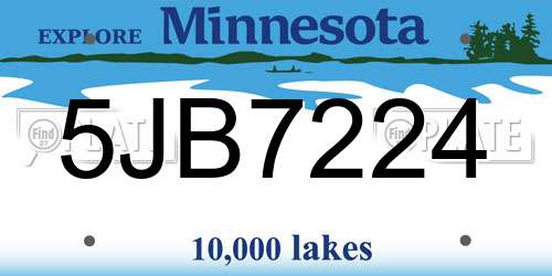 5JB7224 Minnesota License Plate