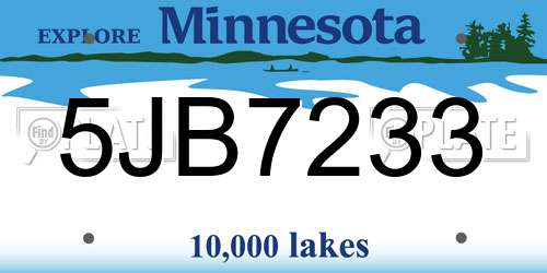 5JB7233 Minnesota License Plate