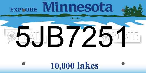 5JB7251 Minnesota License Plate