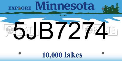 5JB7274 Minnesota License Plate