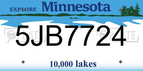 5JB7724 Minnesota License Plate